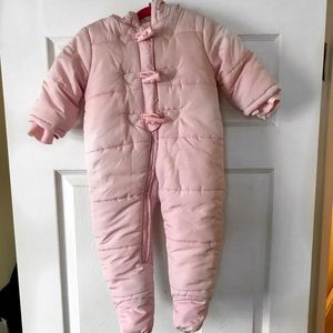 9-12 month pink full body snow suit